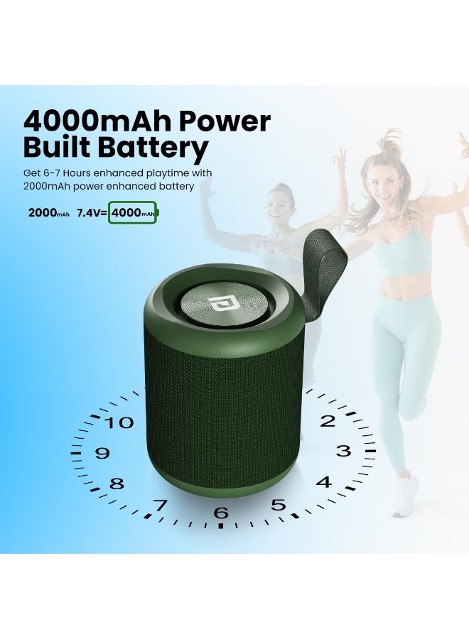 Portronics SoundDrum P 20W Portable Bluetooth Speaker with 6-7 hrs Playback Time, Handsfree Calling, USB Slot, Aux-in Port, Type C Charging (Green) - Image 2